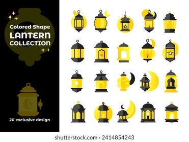 Golden Lantern Collection Vector Template. Set of Vintage Hanging Lamps with Star, Moon Vector Illustration for Arabic Traditional Ramadan Festival.
Design Element of Ramadan Kareem Greeting Template