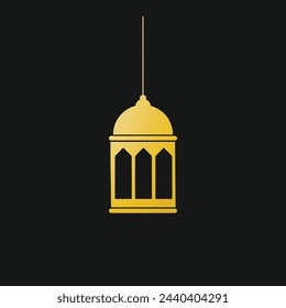 Golden Lantern icon. Eid Mubarak  Ramadan Islamic symbol design vector Illustration 