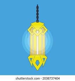 Ilustración gráfica vectorial de linternas doradas lujosas y brillantes. perfecto para diseño de afiches, diseño de pancartas, diseño de portadas de libros y diseño islámico.