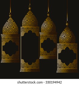 Golden lanterns -vector illustration