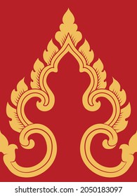 Golden Lao art on a red background, Lao traditional art.
