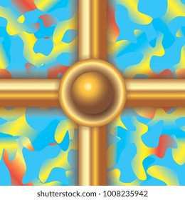 golden lattice with a bluish background