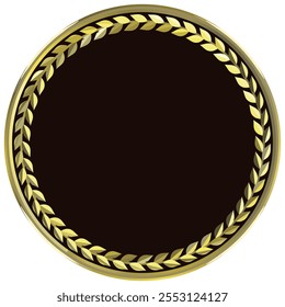 Golden laurel circular emblem vector illustration