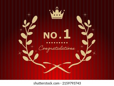 golden laurel crown frame and red stripe pattern background