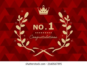golden laurel crown frame and red triangle pattern background