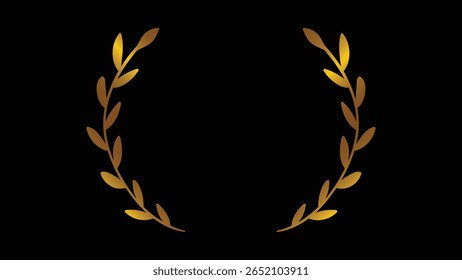 Golden laurel design. Achievement symbol. Excellence emblem. Victory wreath art. Honor award logo. Prestige graphic icon. Success design motif. Elegant award symbol. Laurels victory graphic.