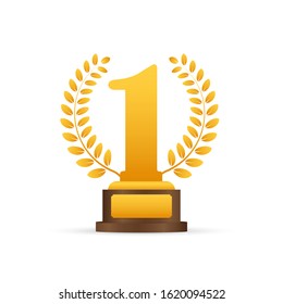 Golden Laurel for first place. Vector stock illustration.