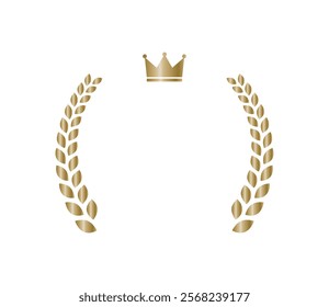 Golden laurel frame with crown Vector
