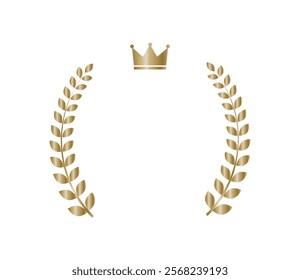 Golden laurel frame with crown Vector