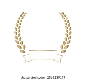 Golden laurel frame with ribbon Vector