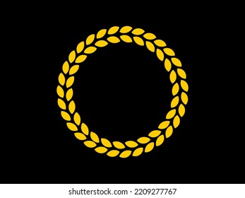 Golden Laurel rice or wheat wreath. There is an empty space for writing. Premium templates for awards, marks of quality, diplomas and certificates.