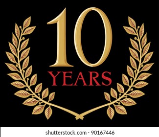 golden laurel wreath 10 years (jubilee, anniversary)