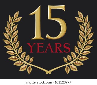 golden laurel wreath 15 years jubilee (anniversary)