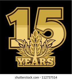 Golden laurel wreath 15 years