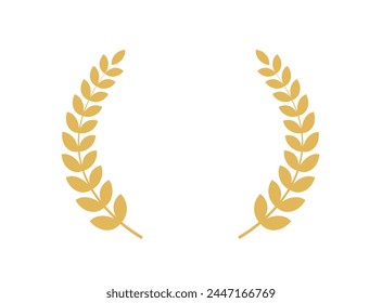 Golden Laurel Wreath. Award, winner, achievement, emblem. Wheat ears icon. Vector illustration