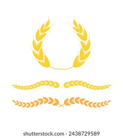 Golden laurel wreath. laurel circle wreath branch greek olive oak. Emblem icon. Vector illustration