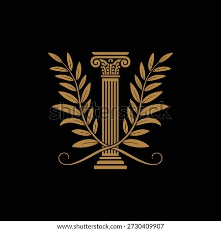 Golden laurel wreath with column icon