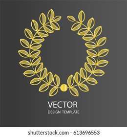 Golden Laurel wreath design. Abstract Logo .