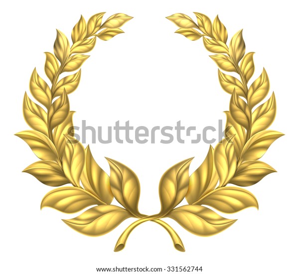 Golden Laurel Wreath Design Element Illustration Stock Vector (Royalty