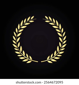 Golden laurel wreath design representing honor and prestige on a black modern background  
