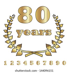 golden laurel wreath with digit of jubilee years. eps10 vector illustration