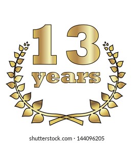 golden laurel wreath with digit of jubilee years. eps10 vector illustration