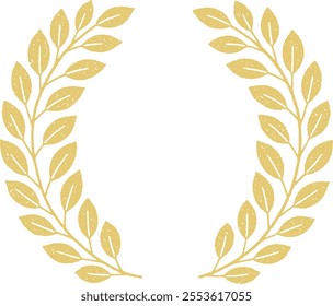 Golden laurel wreath frame with grainy texture