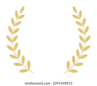 Golden laurel wreath frame with leafy branches