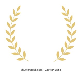 Golden laurel wreath frame with leafy branches