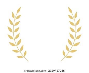 Golden laurel wreath frame with leafy branches