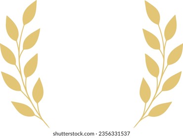 Golden laurel wreath frame with leafy branches