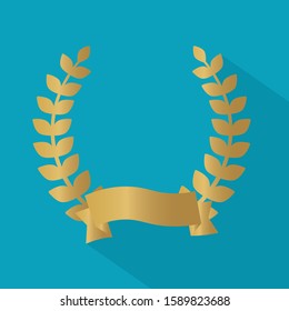 golden laurel wreath icon- vector illustration
