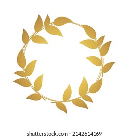 golden laurel wreath image over white