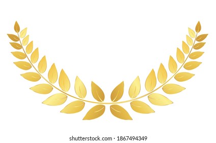 Golden Laurel wreath isolated on white background. Vector Illustration