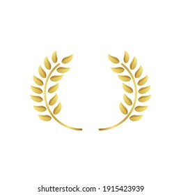 Golden Laurel Wreath Isolated On White Background