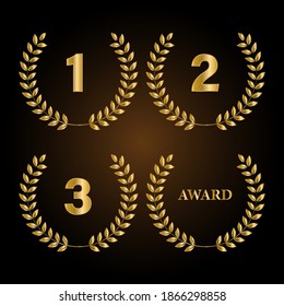 Golden Laurel wreath label badge set isolated