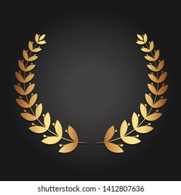 Golden laurel wreath. Luxury reward for VIP person. The award ceremony in the competition. The symbol of victory. Ornament for certificate, insignia or quality.