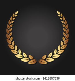 Golden laurel wreath. Luxury reward for VIP person. The award ceremony in the competition. The symbol of victory. Ornament for certificate, insignia or quality.