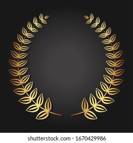 Golden laurel wreath. Luxury reward for VIP person. The award ceremony in the competition. The symbol of victory. Ornament for certificate, insignia or quality.