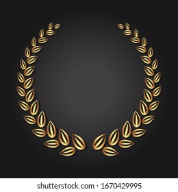 Golden laurel wreath. Luxury reward for VIP person. The award ceremony in the competition. The symbol of victory. Ornament for certificate, insignia or quality.