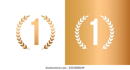 Golden laurel wreath number 1 isolated. Gold wreath for the winner and number one. Gold wreath for the winner, number one