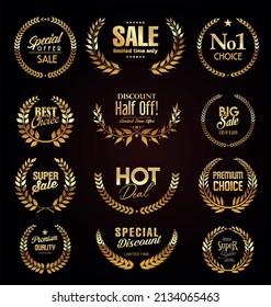 Golden laurel wreath retro collection vector