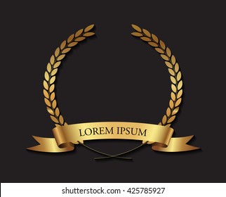 Golden laurel wreath with ribbon.Laurel wreath vector template.