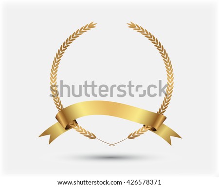 Golden laurel wreath with ribbon.Vector.