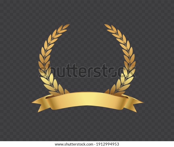 Golden\
laurel wreath with ribbon.Vector laurel\
wreath.