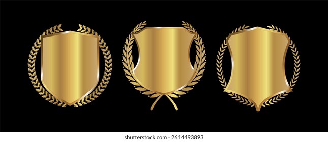 Golden laurel wreath set, best hotel symbol.