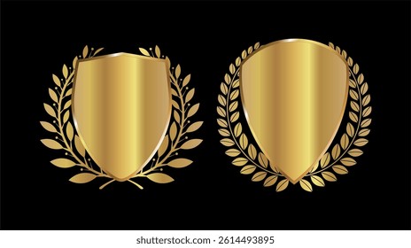 Golden laurel wreath set, best hotel symbol.