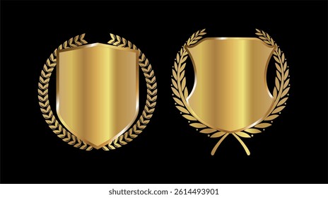Golden laurel wreath set, best hotel symbol.