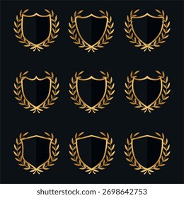  Golden Laurel Wreath Shields e coleção de emblemas