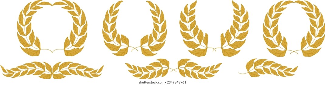Golden laurel wreath. Golden silhouette of laurel wreaths, award, heraldic trophy coat of arms, achievement, heraldry, nobility. Vector illustration
